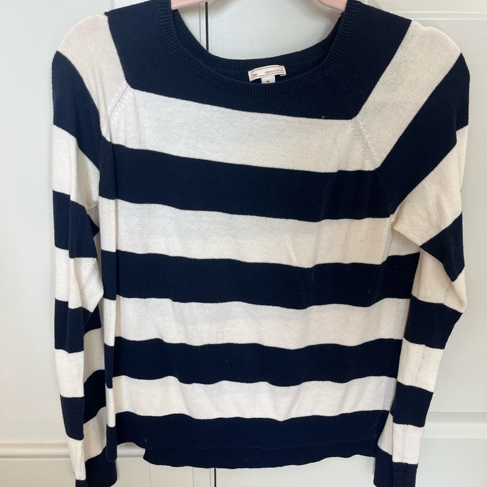 GAP navy and white rugby stripe sweater